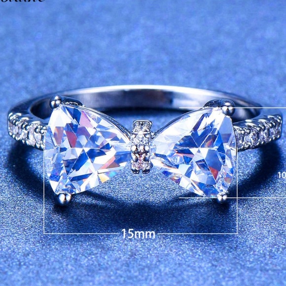 925 Sterling Silver Filled  Four-Claw Bow Ring - Picture 4 of 6